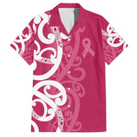 Breast Cancer Awareness Maori Family Matching Off Shoulder Maxi Dress and Hawaiian Shirt Koru Kowhaiwhai LT7 Dad's Shirt - Short Sleeve Pink - Polynesian Pride