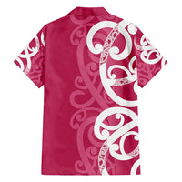 Breast Cancer Awareness Maori Family Matching Short Sleeve Bodycon Dress and Hawaiian Shirt Koru Kowhaiwhai LT7 - Polynesian Pride