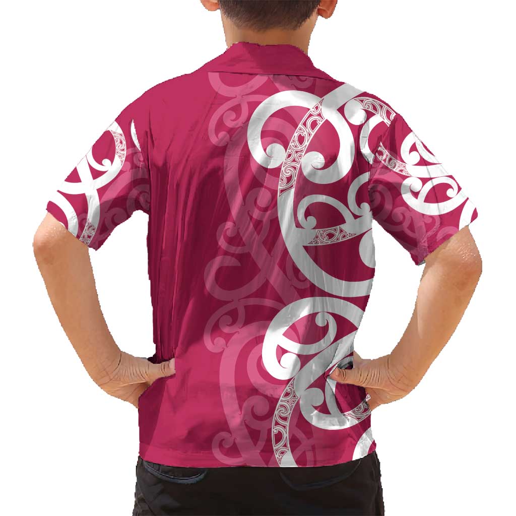 Breast Cancer Awareness Maori Family Matching Summer Maxi Dress and Hawaiian Shirt Koru Kowhaiwhai LT7 - Polynesian Pride