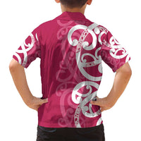 Breast Cancer Awareness Maori Family Matching Summer Maxi Dress and Hawaiian Shirt Koru Kowhaiwhai LT7 - Polynesian Pride