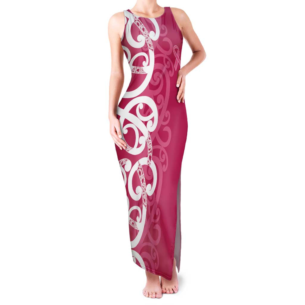 Breast Cancer Awareness Maori Family Matching Tank Maxi Dress and Hawaiian Shirt Koru Kowhaiwhai LT7 Mom's Dress Pink - Polynesian Pride