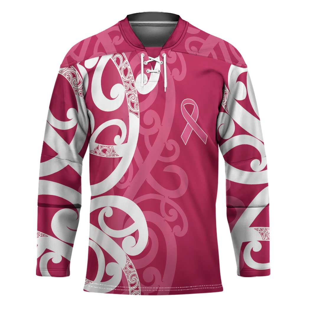 Breast Cancer Awareness Maori Hockey Jersey Koru Kowhaiwhai - Polynesian Pride