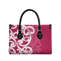Breast Cancer Awareness Maori Leather Bag Koru Kowhaiwhai - Polynesian Pride