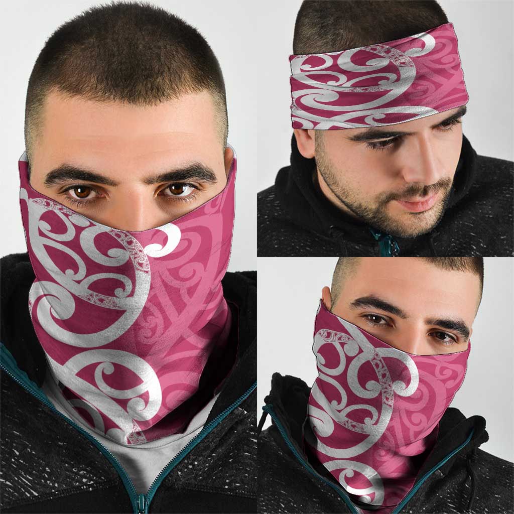 Breast Cancer Awareness Maori Neck Gaiter Koru Kowhaiwhai - Polynesian Pride