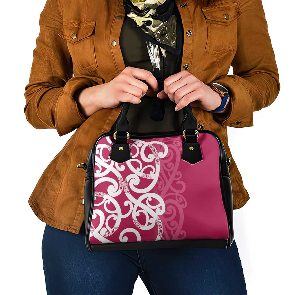 Breast Cancer Awareness Maori Shoulder Handbag Koru Kowhaiwhai - Polynesian Pride