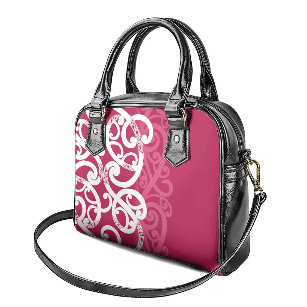 Breast Cancer Awareness Maori Shoulder Handbag Koru Kowhaiwhai - Polynesian Pride
