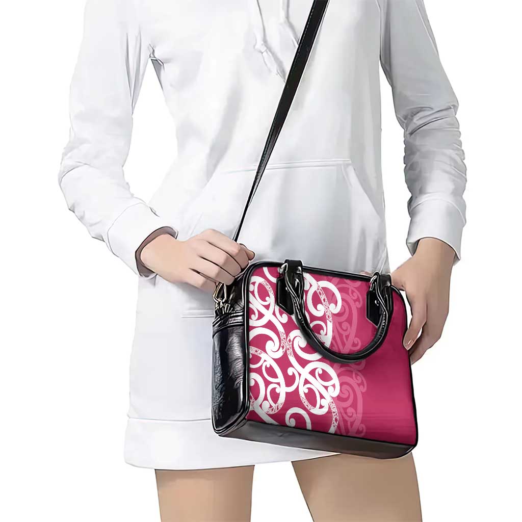 Breast Cancer Awareness Maori Shoulder Handbag Koru Kowhaiwhai - Polynesian Pride