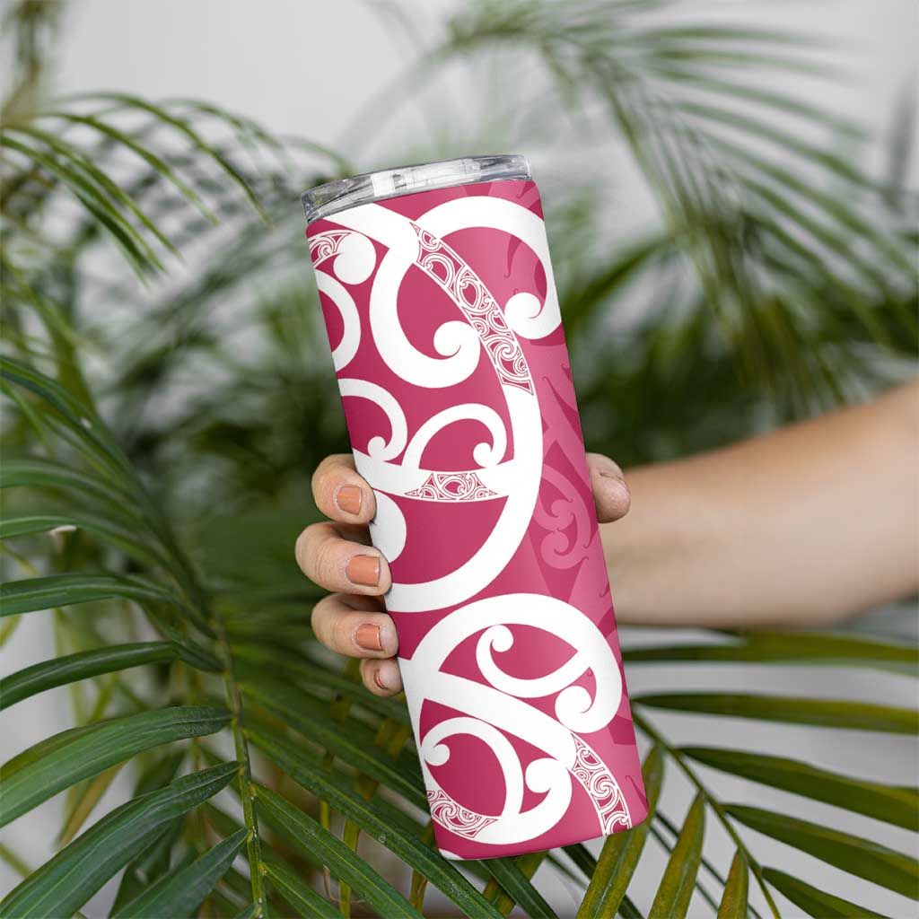 Breast Cancer Awareness Maori Skinny Tumbler Koru Kowhaiwhai LT7 - Polynesian Pride