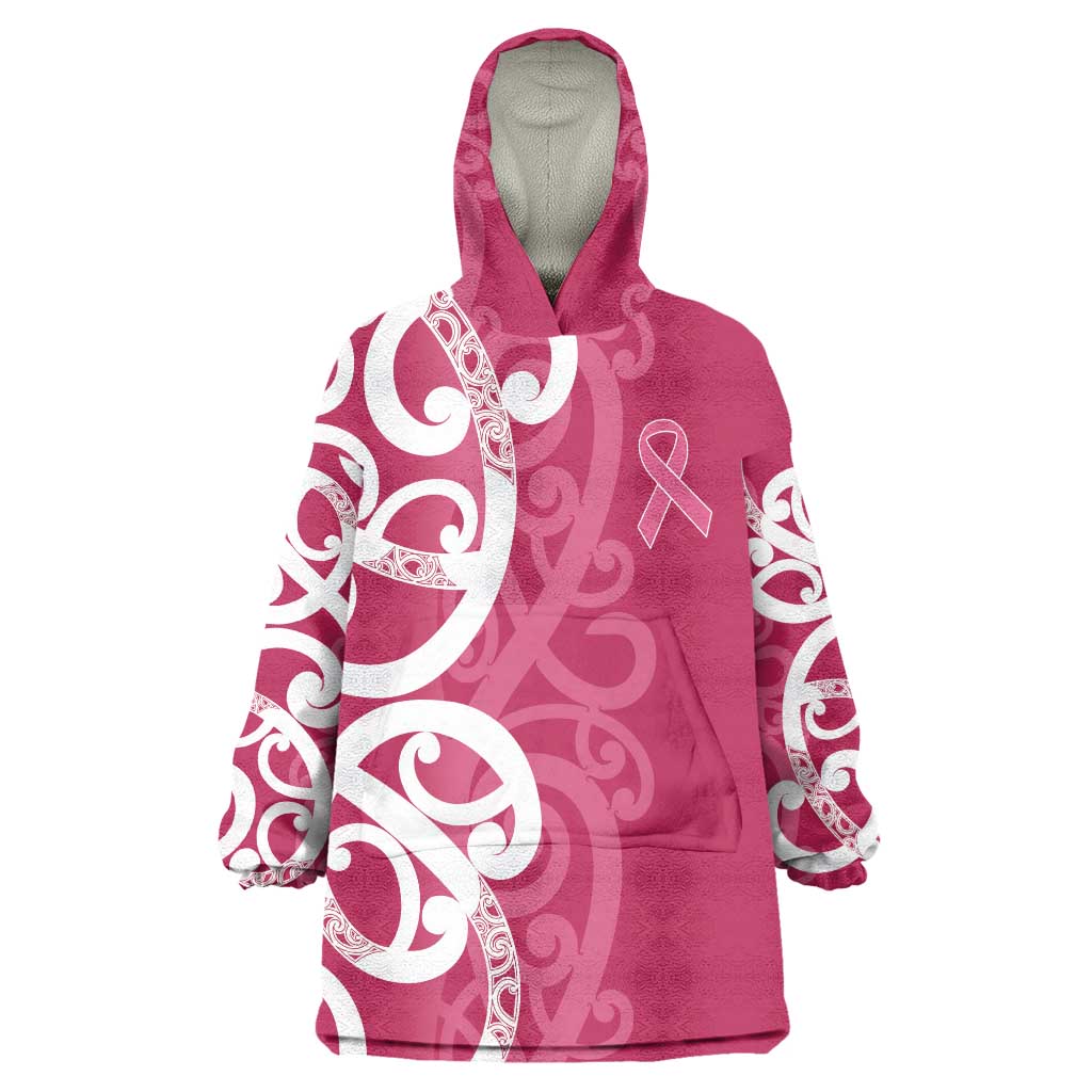 Breast Cancer Awareness Maori Wearable Blanket Hoodie Koru Kowhaiwhai LT7 One Size Pink - Polynesian Pride