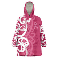 Breast Cancer Awareness Maori Wearable Blanket Hoodie Koru Kowhaiwhai LT7 One Size Pink - Polynesian Pride