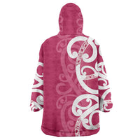 Breast Cancer Awareness Maori Wearable Blanket Hoodie Koru Kowhaiwhai LT7 - Polynesian Pride