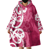 Breast Cancer Awareness Maori Wearable Blanket Hoodie Koru Kowhaiwhai LT7 - Polynesian Pride