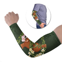 Aloha Hawaii Ipu Gourd Mix Maile Lei Arm Sleeves Sage Green LT7 Set of 2 Sage Green - Polynesian Pride