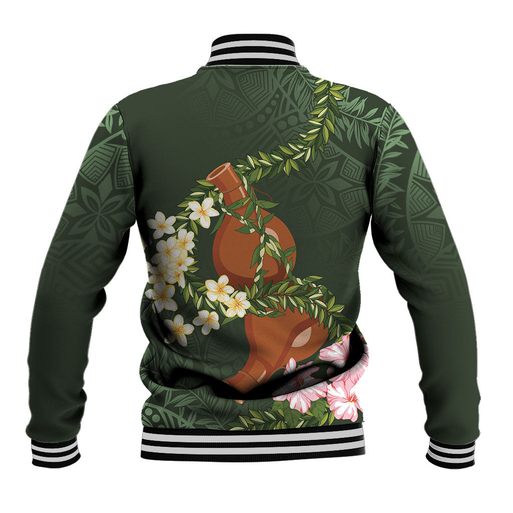 Aloha Hawaii Ipu Gourd Mix Maile Lei Baseball Jacket Sage Green LT7 - Polynesian Pride
