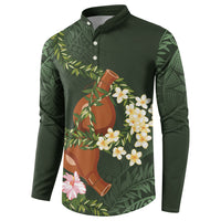 Aloha Hawaii Ipu Gourd Mix Maile Lei Button Sweatshirt Sage Green LT7 - Polynesian Pride