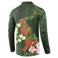 Aloha Hawaii Ipu Gourd Mix Maile Lei Button Sweatshirt Sage Green LT7 - Polynesian Pride