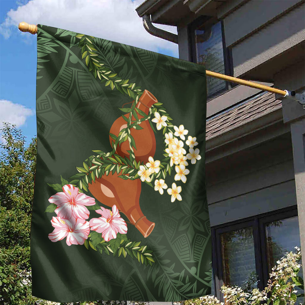 Aloha Hawaii Ipu Gourd Mix Maile Lei Garden Flag Sage Green LT7 - Polynesian Pride