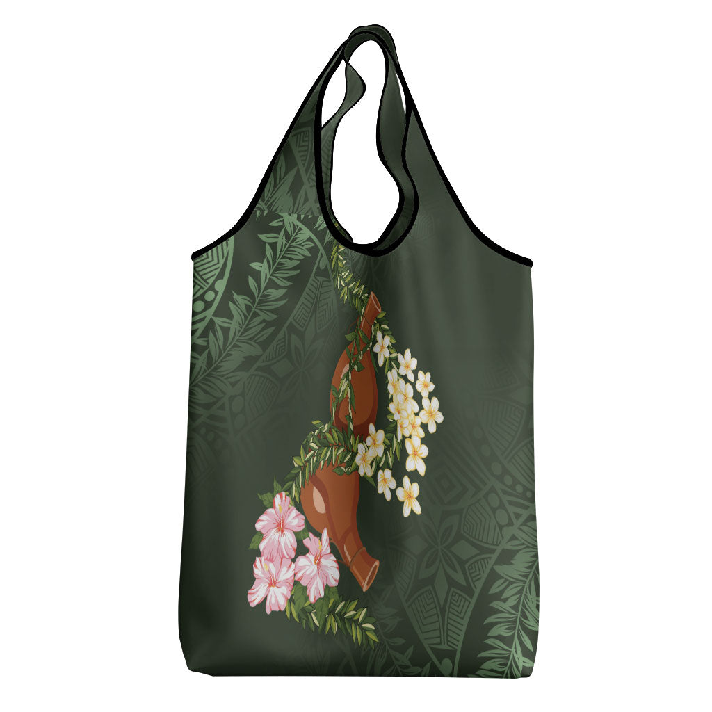 Aloha Hawaii Ipu Gourd Mix Maile Lei Grocery Bag Sage Green LT7 - Polynesian Pride