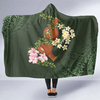 Aloha Hawaii Ipu Gourd Mix Maile Lei Hooded Blanket Sage Green LT7 One Size Sage Green - Polynesian Pride