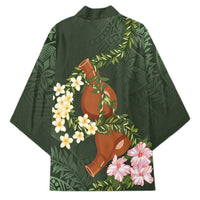 Aloha Hawaii Ipu Gourd Mix Maile Lei Kimono Sage Green LT7 - Polynesian Pride