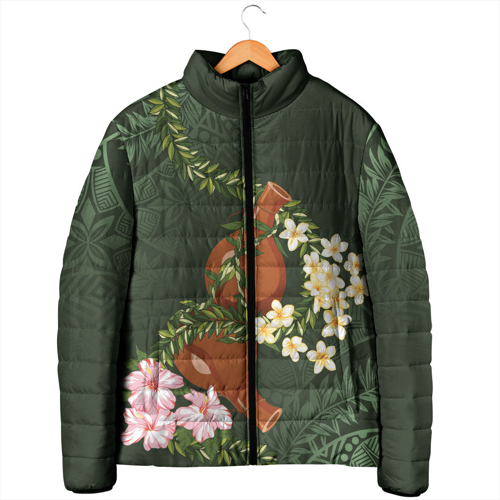 Aloha Hawaii Ipu Gourd Mix Maile Lei Padded Jacket Sage Green LT7 - Polynesian Pride