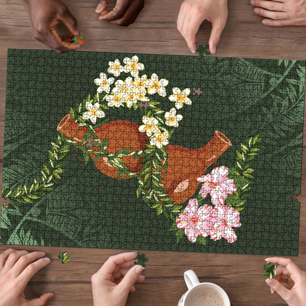 Aloha Hawaii Ipu Gourd Mix Maile Lei Puzzle Sage Green LT7 - Polynesian Pride