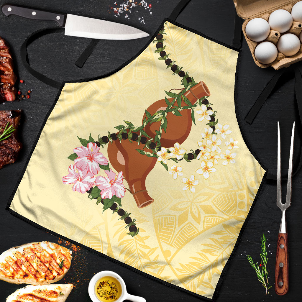 Aloha Hawaii Ipu Gourd Mix Kukui Nut Lei Apron Lemon Yellow LT7 Lemon Yellow - Polynesian Pride