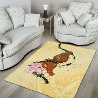 Aloha Hawaii Ipu Gourd Mix Kukui Nut Lei Area Rug Lemon Yellow LT7 - Polynesian Pride