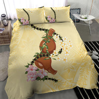 Aloha Hawaii Ipu Gourd Mix Kukui Nut Lei Bedding Set Lemon Yellow LT7 - Polynesian Pride