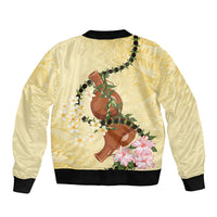 Aloha Hawaii Ipu Gourd Mix Kukui Nut Lei Bomber Jacket Lemon Yellow LT7 - Polynesian Pride