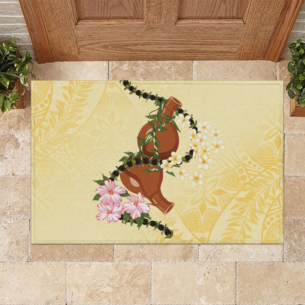 Aloha Hawaii Ipu Gourd Mix Kukui Nut Lei Rubber Doormat Lemon Yellow LT7 Lemon Yellow - Polynesian Pride