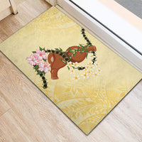 Aloha Hawaii Ipu Gourd Mix Kukui Nut Lei Rubber Doormat Lemon Yellow LT7 - Polynesian Pride