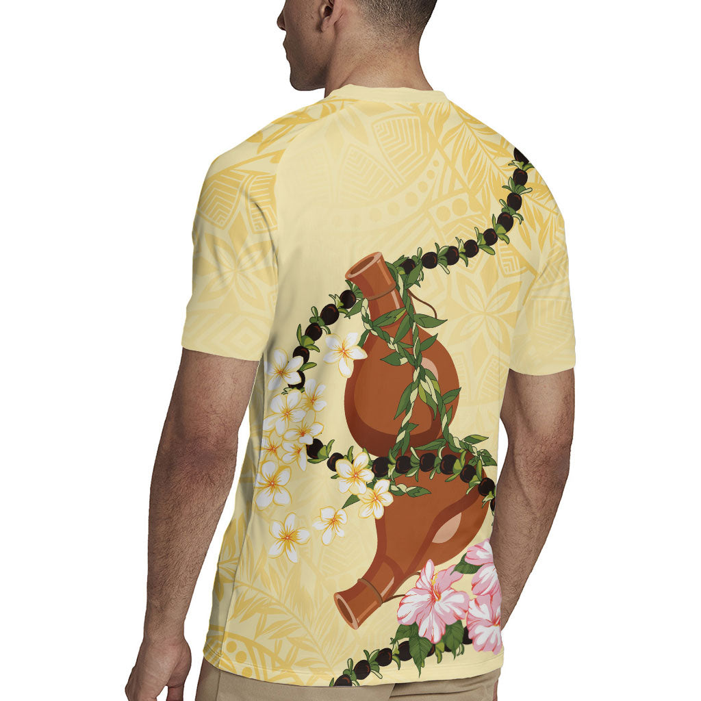 Aloha Hawaii Ipu Gourd Mix Kukui Nut Lei Rugby Jersey Lemon Yellow LT7 - Polynesian Pride