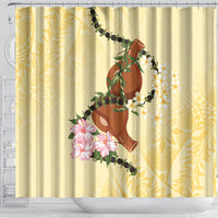 Aloha Hawaii Ipu Gourd Mix Kukui Nut Lei Shower Curtain Lemon Yellow LT7 - Polynesian Pride