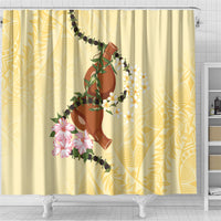 Aloha Hawaii Ipu Gourd Mix Kukui Nut Lei Shower Curtain Lemon Yellow LT7 - Polynesian Pride