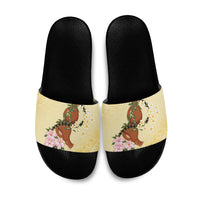 Aloha Hawaii Ipu Gourd Mix Kukui Nut Lei Slide Sandals Lemon Yellow LT7 Lemon Yellow - Polynesian Pride