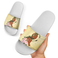 Aloha Hawaii Ipu Gourd Mix Kukui Nut Lei Slide Sandals Lemon Yellow LT7 - Polynesian Pride