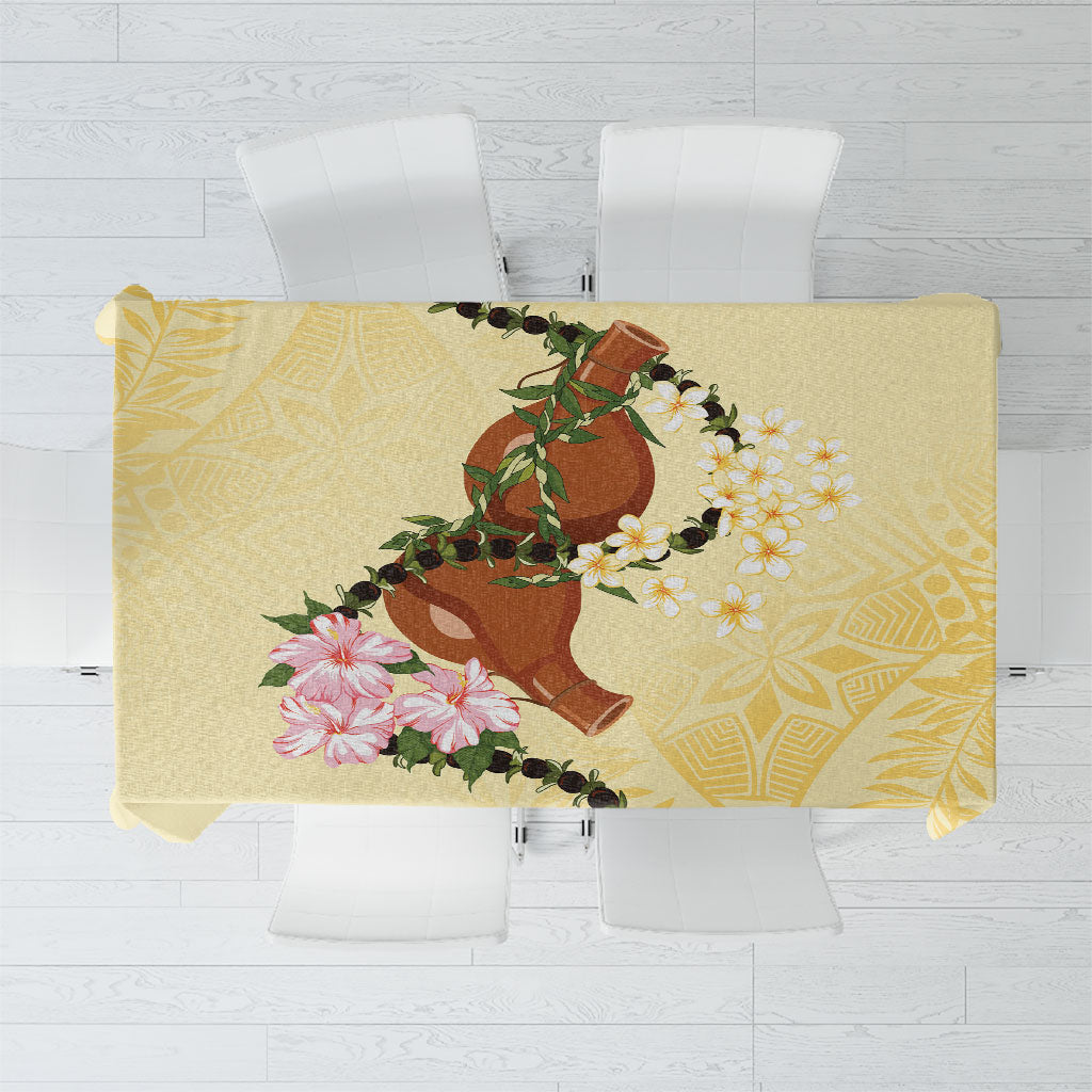Aloha Hawaii Ipu Gourd Mix Kukui Nut Lei Tablecloth Lemon Yellow LT7 Lemon Yellow - Polynesian Pride