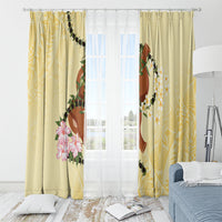Aloha Hawaii Ipu Gourd Mix Kukui Nut Lei Window Curtain Lemon Yellow LT7 - Polynesian Pride