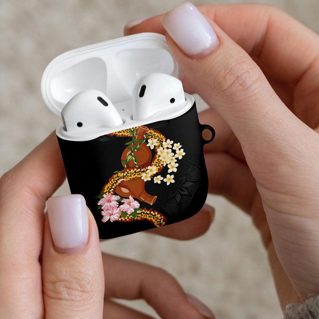 Aloha Hawaii Ipu Gourd Mix ʻĀkulikuli Lei AirPods Case Obsidian Black LT7 - Polynesian Pride