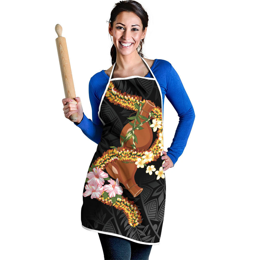 Aloha Hawaii Ipu Gourd Mix ʻĀkulikuli Lei Apron Obsidian Black LT7 - Polynesian Pride
