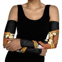 Aloha Hawaii Ipu Gourd Mix ʻĀkulikuli Lei Arm Sleeves Obsidian Black LT7 - Polynesian Pride