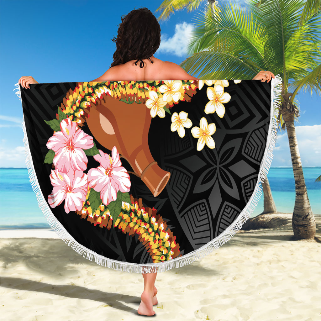 Aloha Hawaii Ipu Gourd Mix ʻĀkulikuli Lei Beach Blanket Obsidian Black LT7 - Polynesian Pride