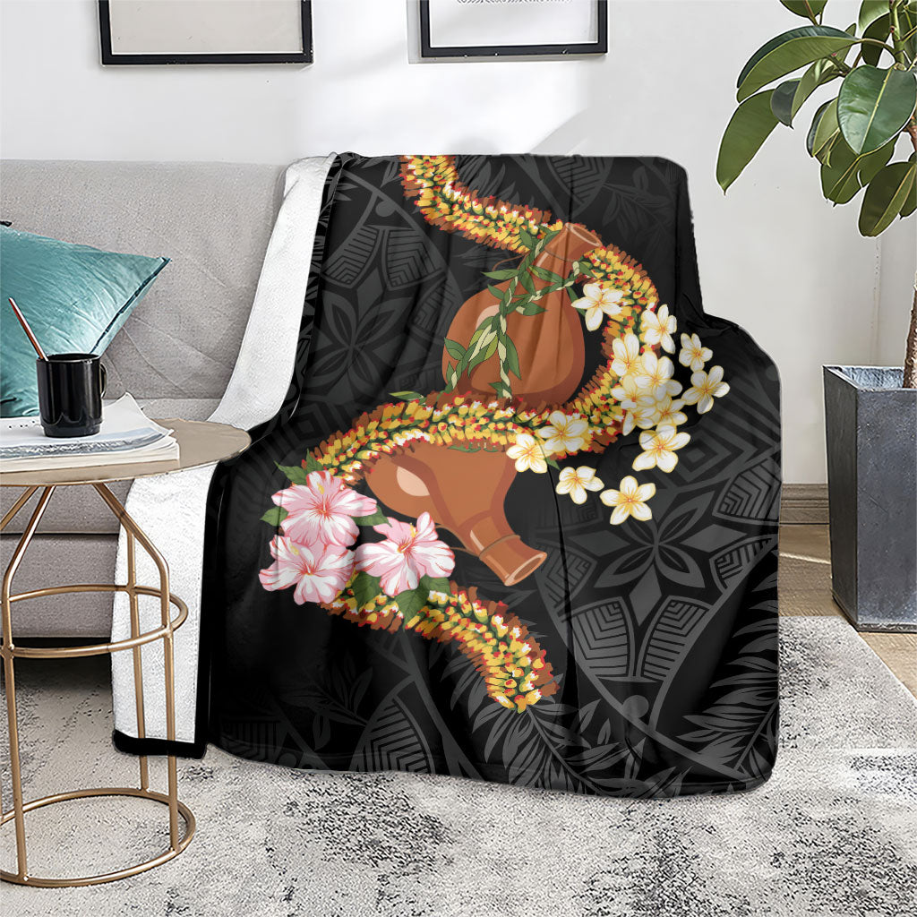 Aloha Hawaii Ipu Gourd Mix ʻĀkulikuli Lei Blanket Obsidian Black LT7 - Polynesian Pride