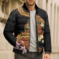 Aloha Hawaii Ipu Gourd Mix ʻĀkulikuli Lei Bomber Puffer Jacket Obsidian Black LT7 - Polynesian Pride