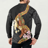 Aloha Hawaii Ipu Gourd Mix ʻĀkulikuli Lei Button Sweatshirt Obsidian Black LT7 - Polynesian Pride