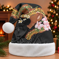 Aloha Hawaii Ipu Gourd Mix ʻĀkulikuli Lei Christmas Santa Hat Obsidian Black LT7 Without Fur Obsidian Black - Polynesian Pride