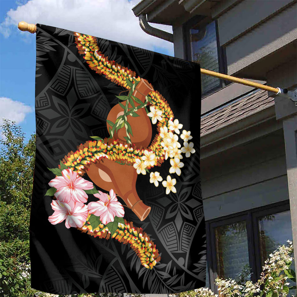 Aloha Hawaii Ipu Gourd Mix ʻĀkulikuli Lei Garden Flag Obsidian Black LT7 - Polynesian Pride
