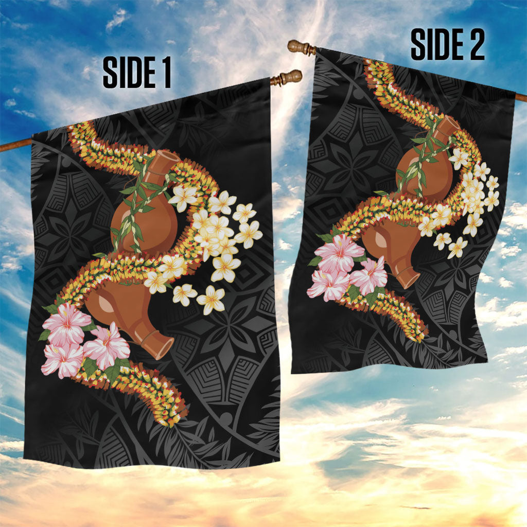 Aloha Hawaii Ipu Gourd Mix ʻĀkulikuli Lei Garden Flag Obsidian Black LT7 - Polynesian Pride