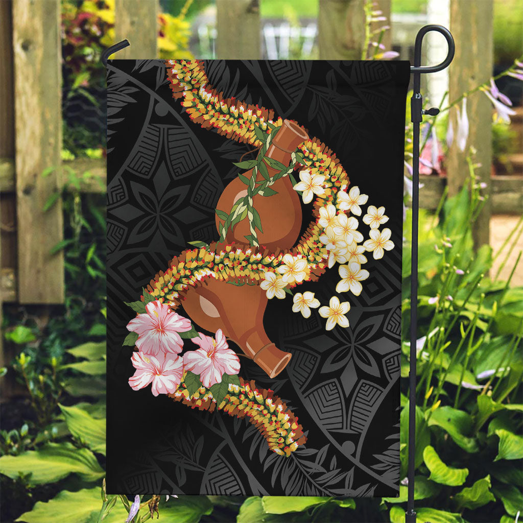 Aloha Hawaii Ipu Gourd Mix ʻĀkulikuli Lei Garden Flag Obsidian Black LT7 Garden Flag Obsidian Black - Polynesian Pride